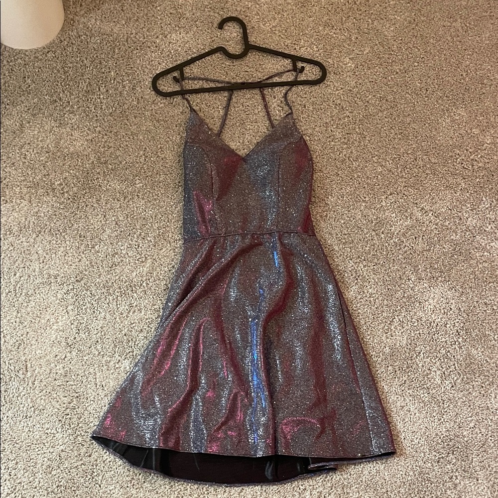 Multi color strappy back homecoming dress